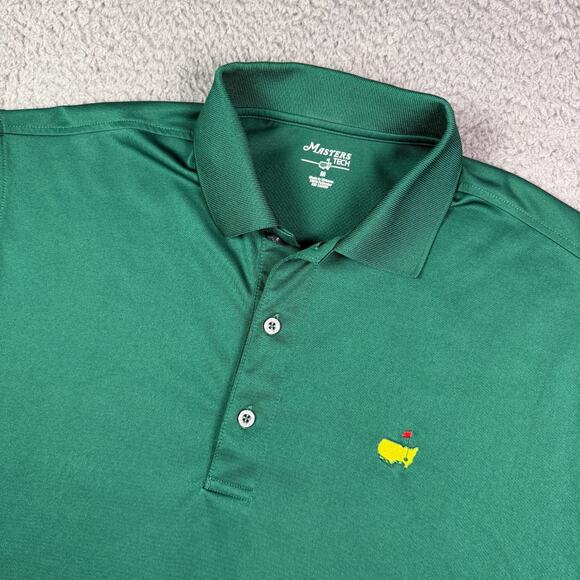 Masters Tech Polo Shirt Mens Medium Green Performance Golf Stretch Augusta - Picture 1 of 7